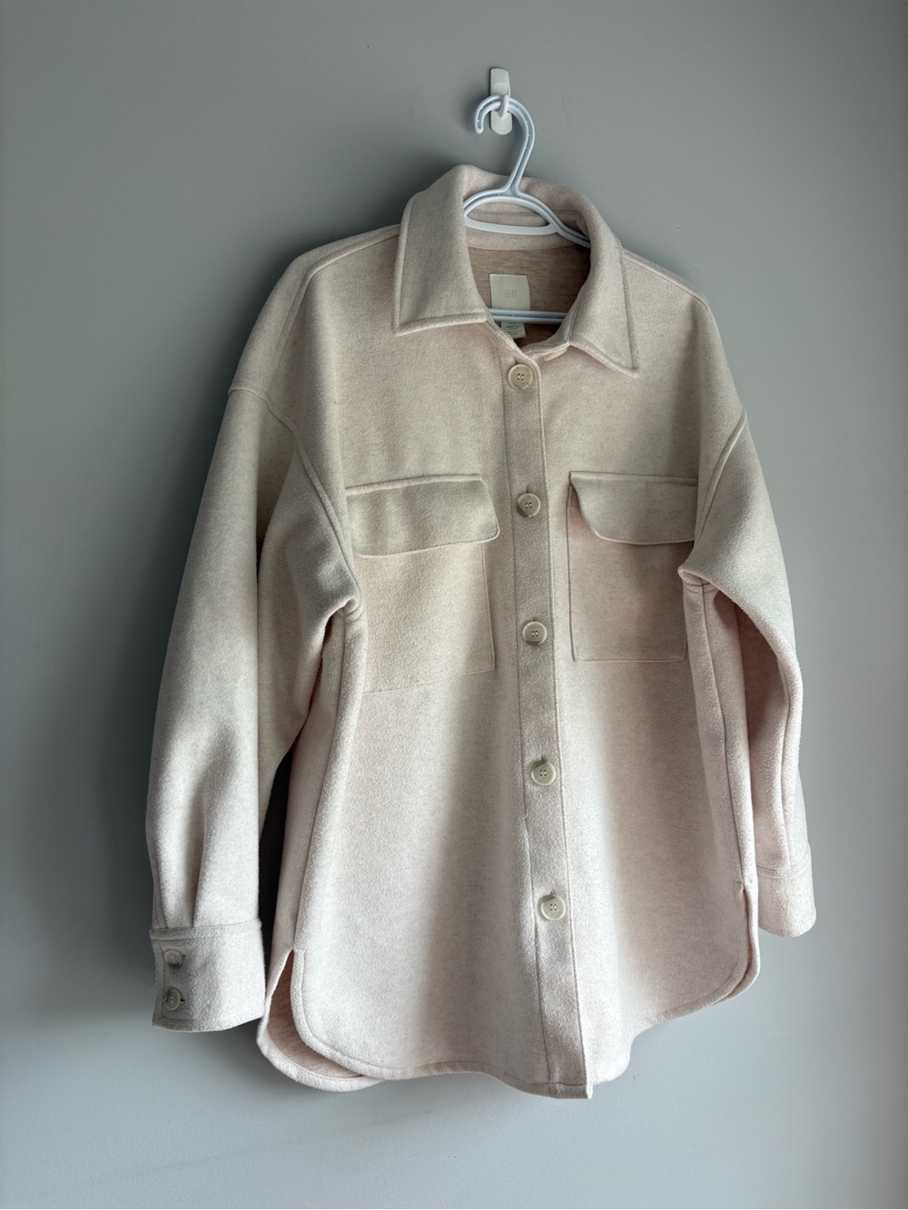 H&M Light Cream Button Front Pea Coat